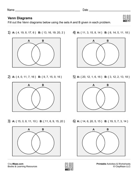 venn diagrams worksheet pdf