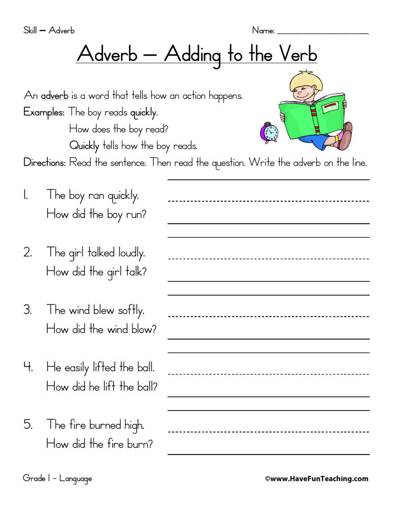 Adverb How Worksheet  