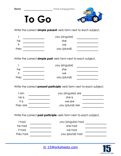 Verb Conjugation Worksheets 15 Worksheets com Worksheets Library