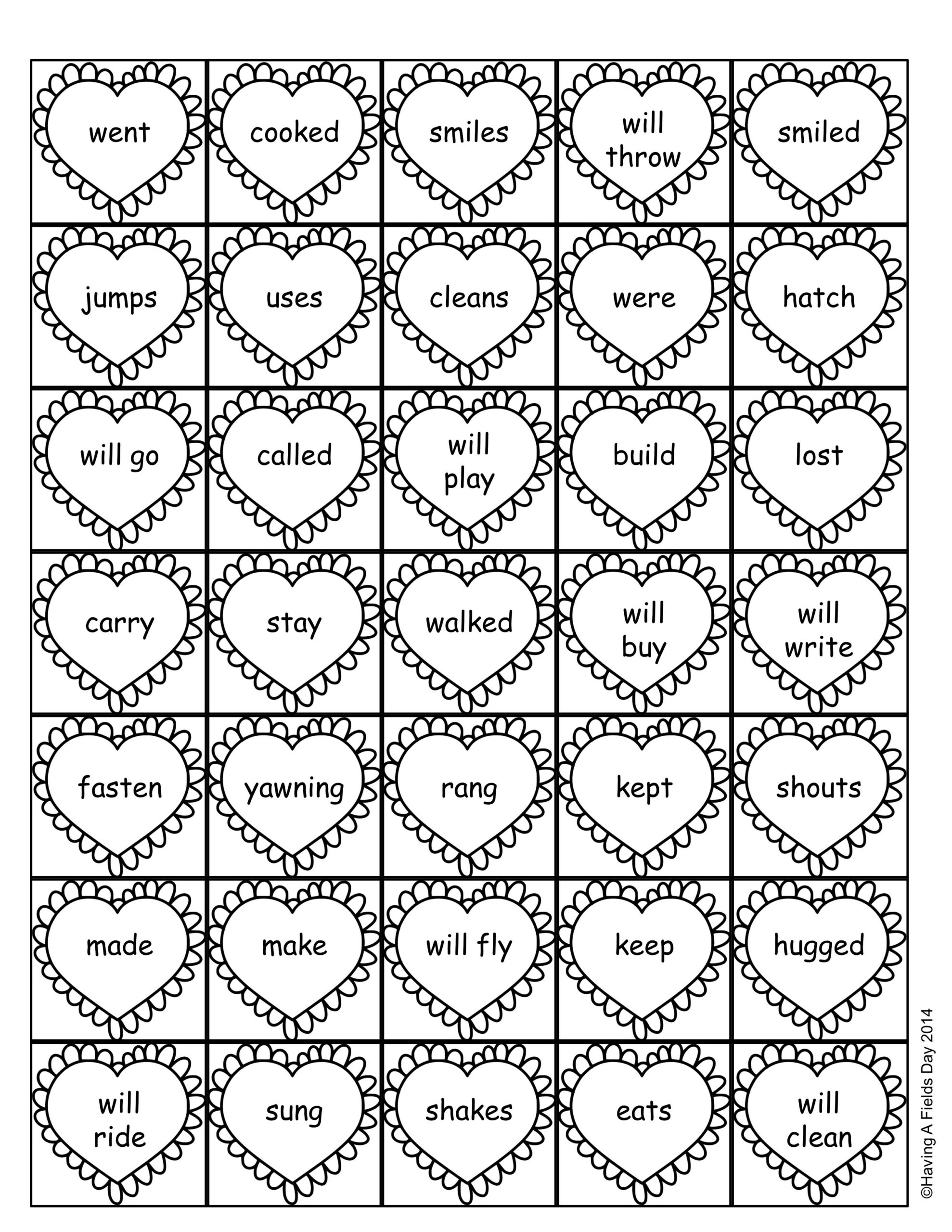 Valentine Verb Tense Sort Cut and Paste Activity | Made By Teachers