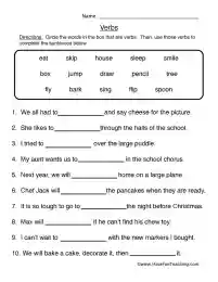 Fill in the Blanks Verb Worksheet by Teach Simple