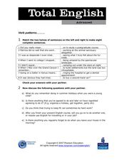 Total English Advanced: Verb Patterns Worksheet for 8th - 12th ...