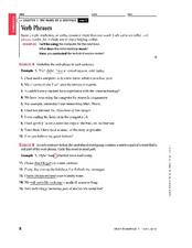 Verb Phrases Worksheet for 4th - 6th Grade | Lesson Planet