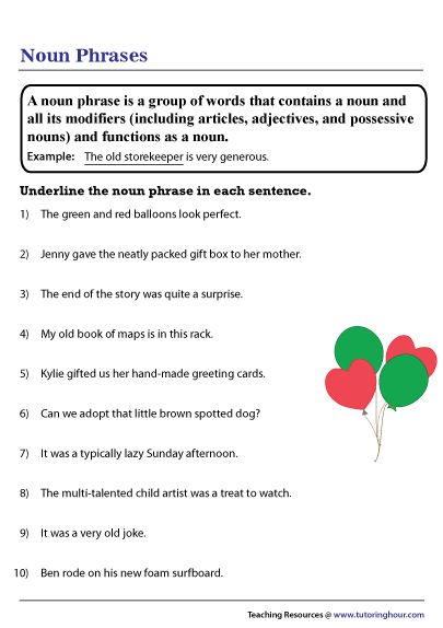 Noun Phrase Worksheets