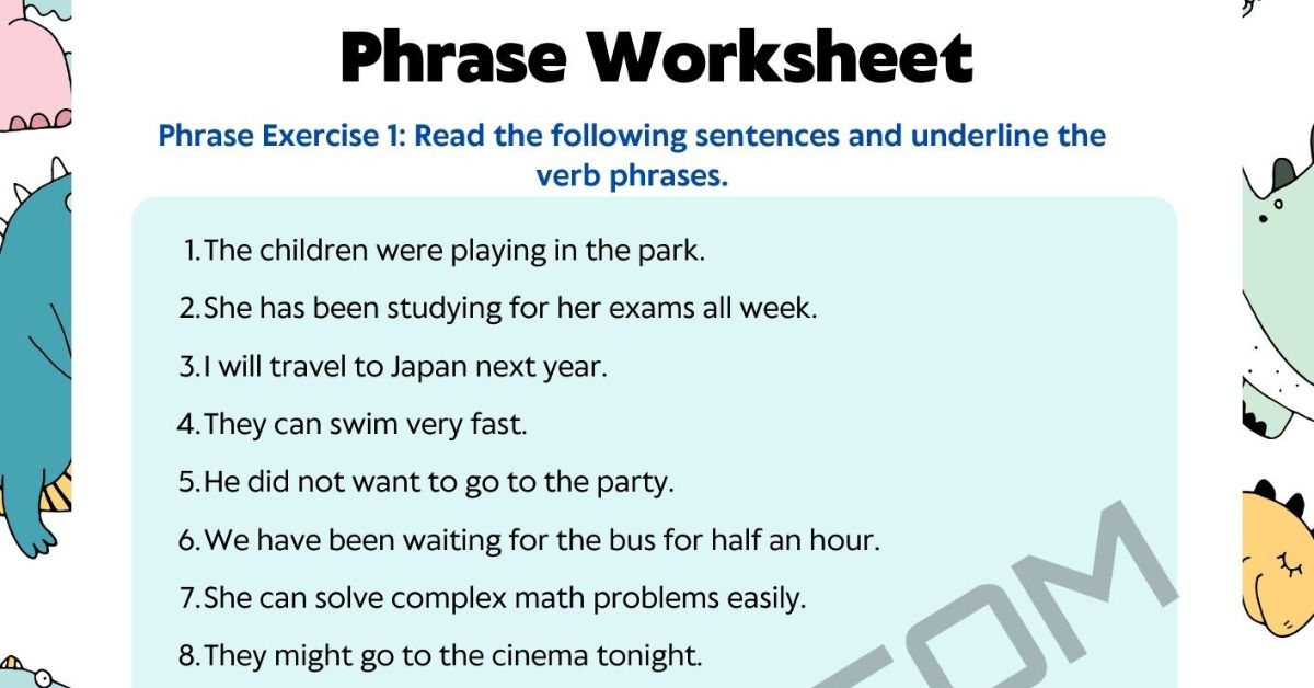 Phrase Exercises - Phrase Worksheet • 7ESL - Worksheets Library