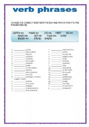 VERBS PHRASES - ESL worksheet by Keyeyti - Worksheets Library