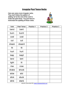 Irregular Verb Practice Worksheet for 3rd - 5th Grade | Lesson Planet