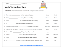 Verb Tense Worksheets