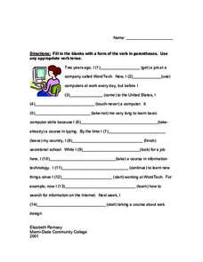 Verb Tenses Worksheet for 3rd - 4th Grade | Lesson Planet