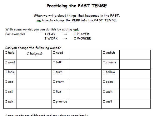 Practising the past tense worksheet (KS2)  