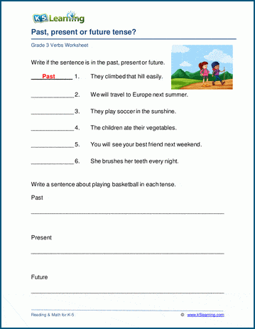 verb tenses worksheet 3rd grade