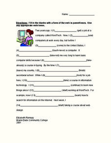 Verb Tenses Worksheet for 3rd - 4th Grade | Lesson Planet