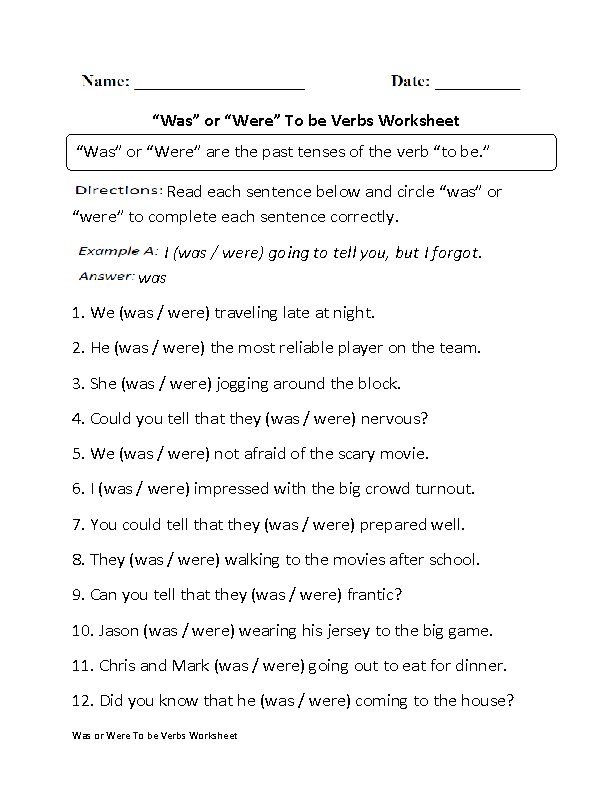 verb to be worksheet