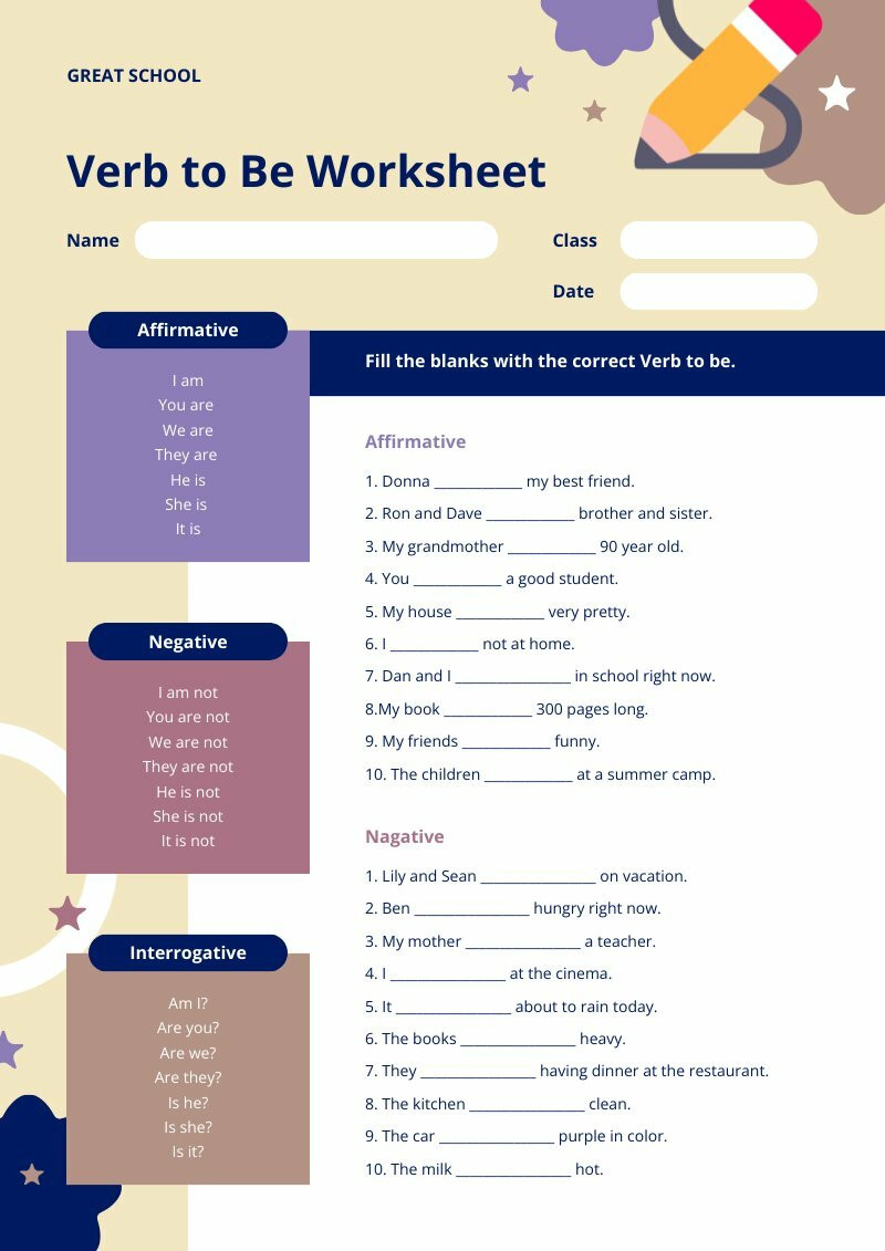 Verb To Be Worksheet For Kids Teach English To Kids English 