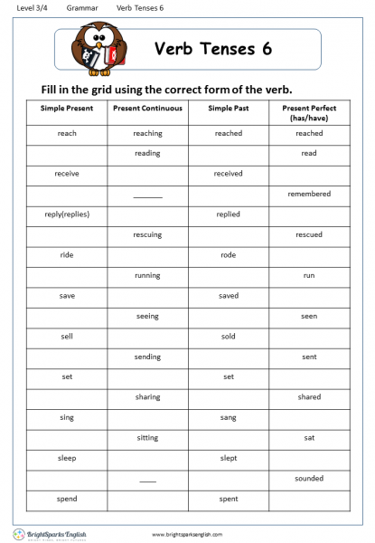 Year 6 Verbs Worksheet