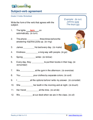Grade 3 Verbs Worksheet - Fill and Sign Printable Template Online