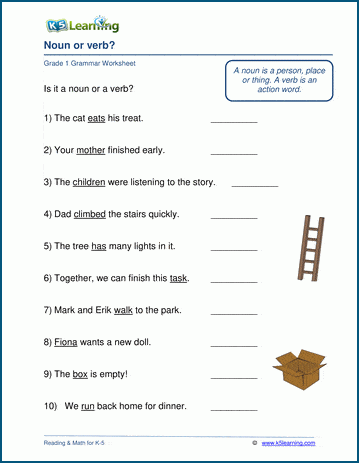 Noun or verb worksheet | Worsheets library