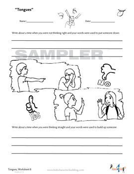 Verbal Abuse - Lesson Plan Worksheets and Audio Skits Grades 1-6
