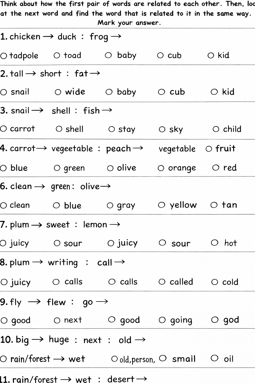 verbal analogies worksheet