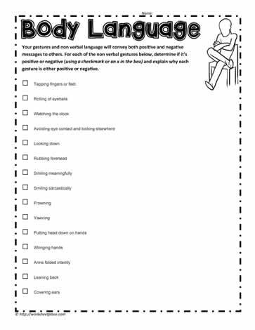 Body Language Worksheets