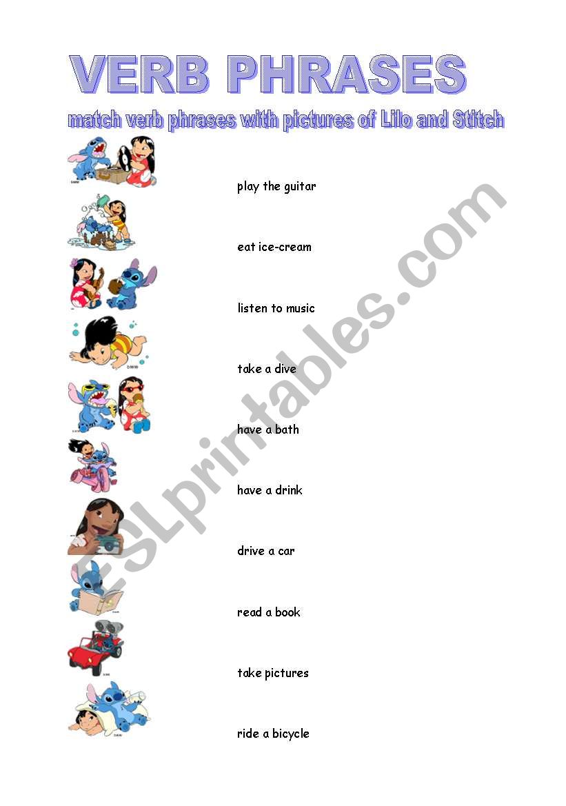 Verb phrases - ESL worksheet by borna
