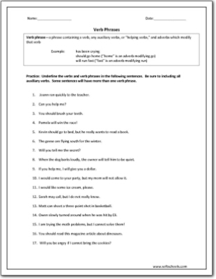 verbal phrases worksheet