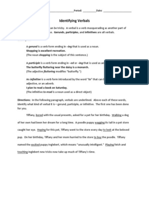 Identifying Verbals Practice Packet PDF | Download Free PDF | Verb ...