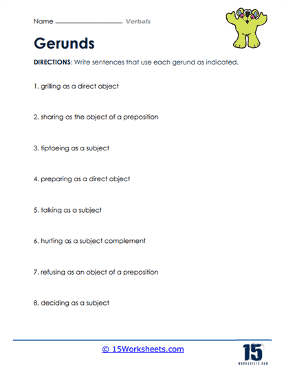 Verbals Worksheets - 15 Worksheets Library
