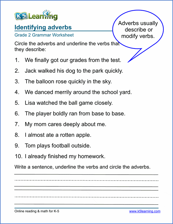 Adverb Worksheets | Worsheets library