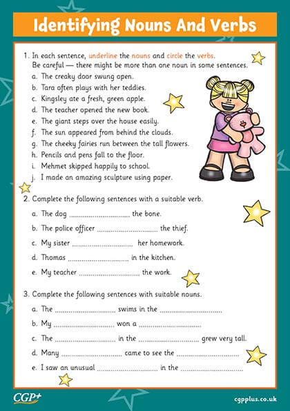 Identifying Nouns and Verbs in Sentences (Years 3-4) | CGP Plus