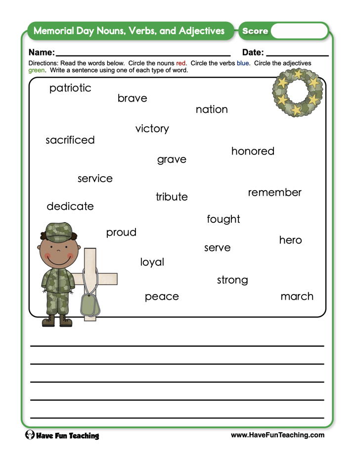 verbs and nouns worksheet