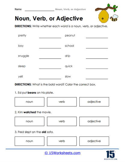 verbs and nouns worksheet