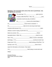 Fill in the Blank: Verb Tense Worksheet for 3rd - 5th Grade ...