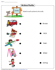 Action Verbs Worksheets