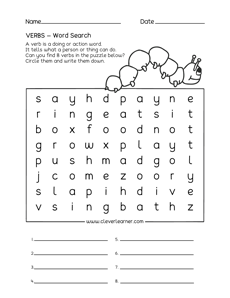 verbs worksheet for first grade