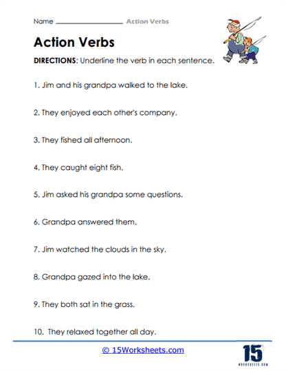 verbs worksheet for kindergarten