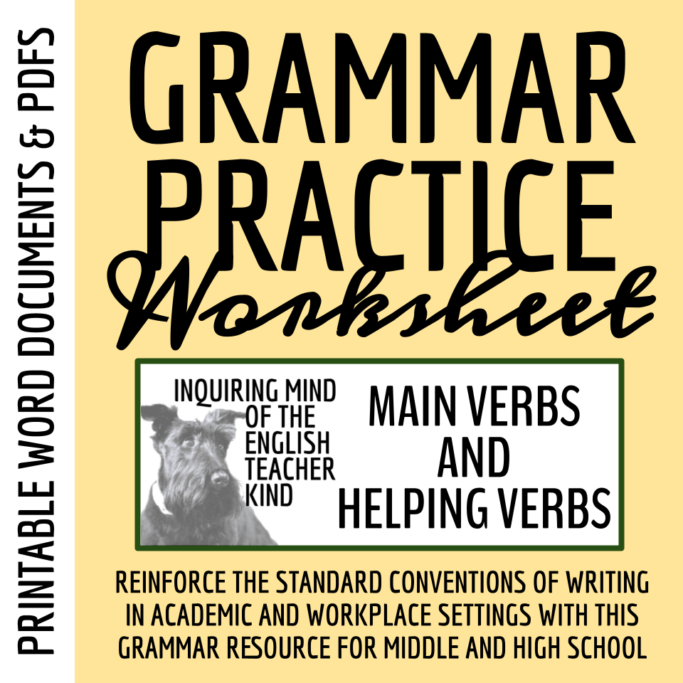 Grammar Practice Worksheet on Main Verbs and Helping Verbs | Made ...