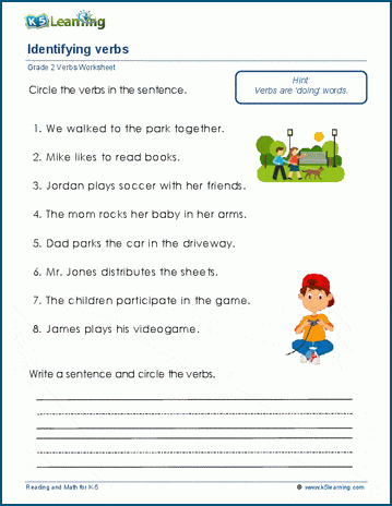 Writing verbs worksheets for grade 2 | Worsheets library