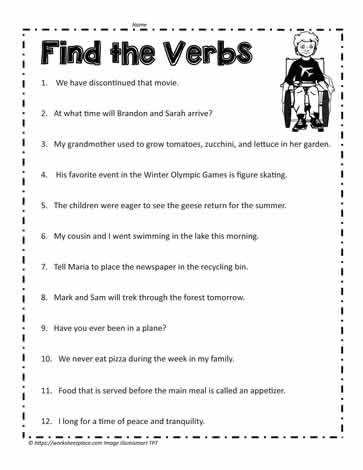 Verb Worksheet Worksheets