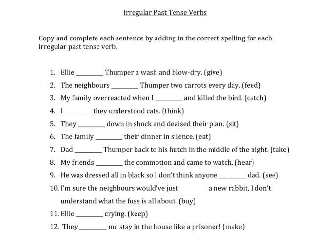 Irregular Verbs Worksheet (LKS2)  