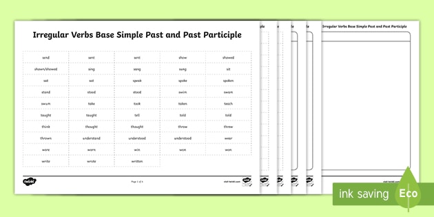 Irregular Verbs| Past Participle &  Simple Past Worksheet PDF