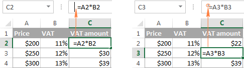 version of a worksheet shows the results of formulas
