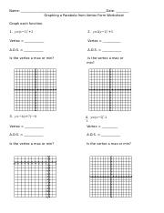 Graphing from Vertex Form Worksheet.docx - Name: Date: Graphing a ...