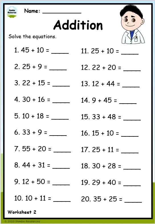 vertical addition worksheet for grade