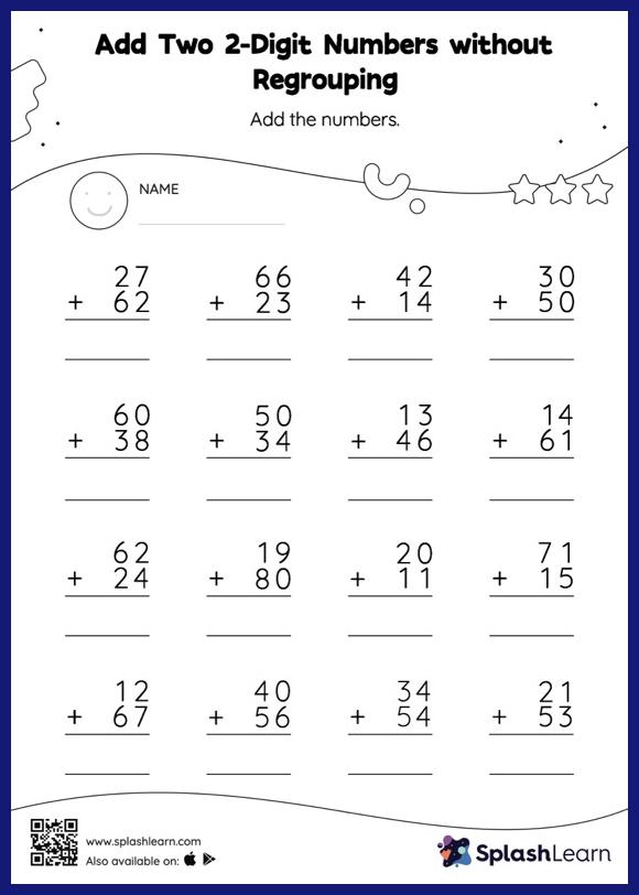Add Two 2-Digit Numbers without Regrouping: Vertical Addition ...