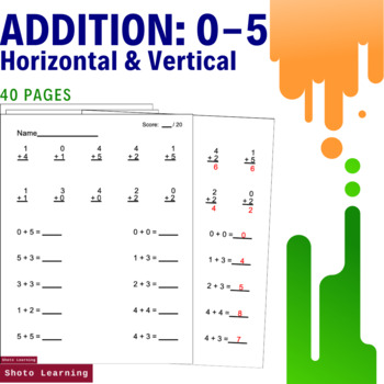 ADDITION 0-5 Worksheets Horizontal Vertical Practice Problems ...