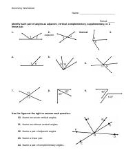 vertical angles worksheet answers