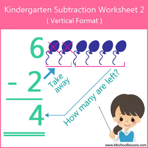 vertical subtraction worksheet for kindergarten