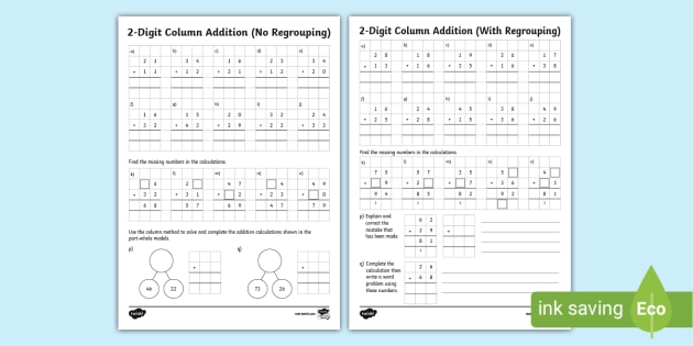 2-Digit Vertical/Column Addition | KS2 Maths (teacher made)