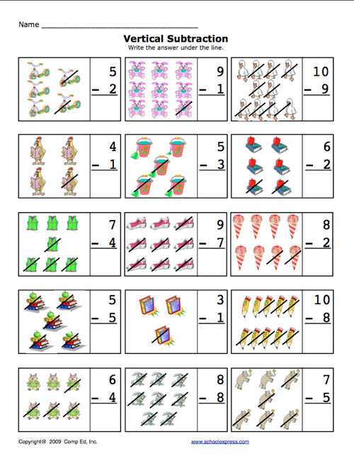 School Express Vertical Subtraction Worksheet | Education World